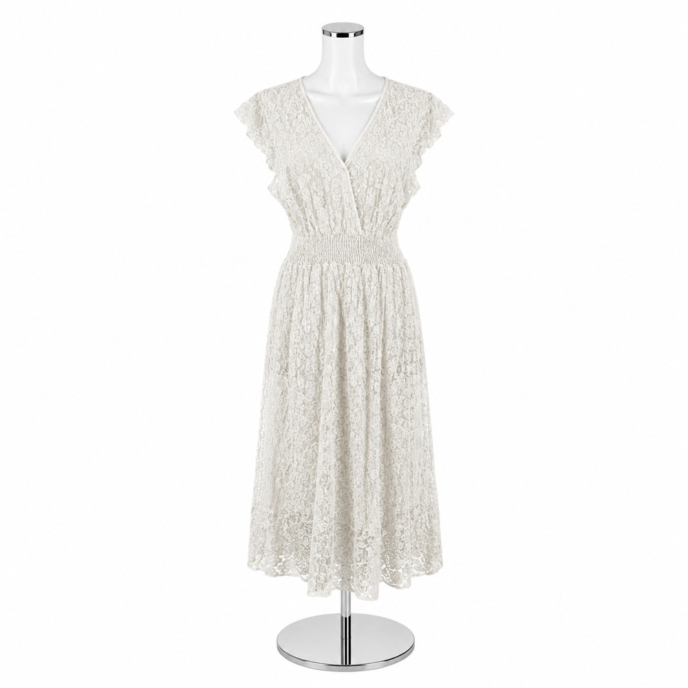 Gigi Moda Italian White Floral Lace Boho Maxi Dress | Size S/M
